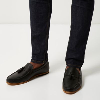 Black tumbled loafers